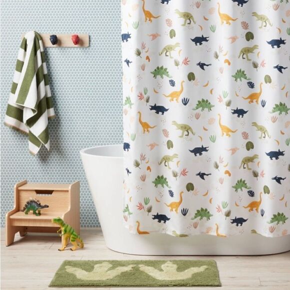 Pillowfort Dinosaur Print Shower Curtain - Picture 1 of 6